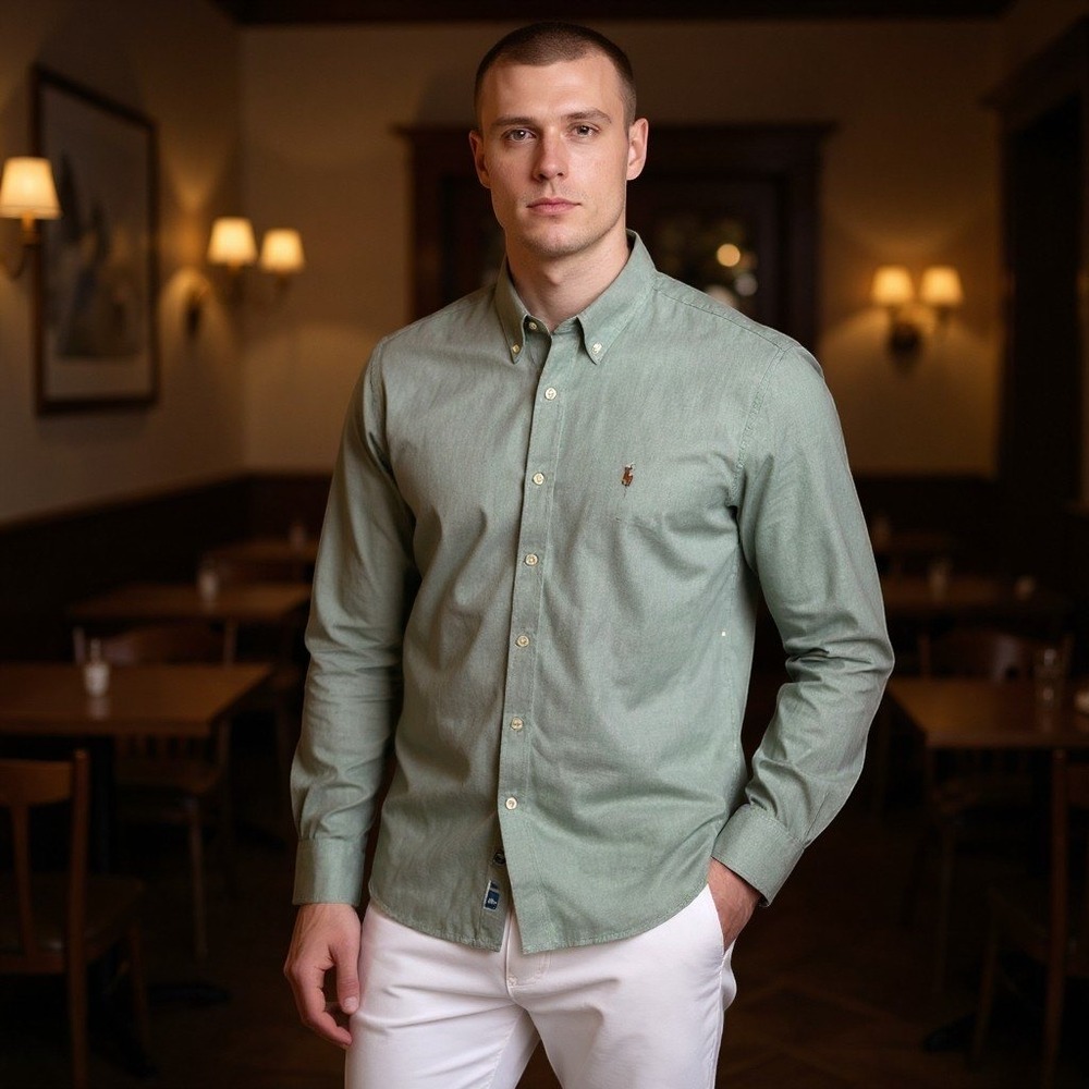 Ralph Lauren Mens XL Sage Green Oxford Flesh Pony Classic Fit Button Down Shirt - Picture 1 of 13